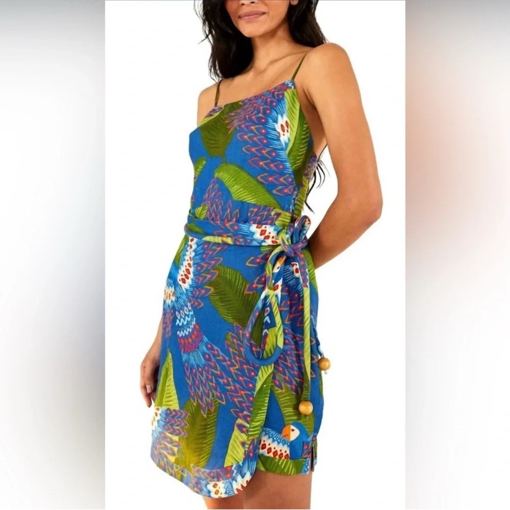 FARM Rio Blue and Green Mini Dress